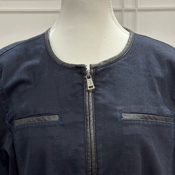 LRL Ralph Lauren Jeans Co Denim Blue Jean Jacket Blazer Faux Leather Trim 16 - Picture 3 of 7